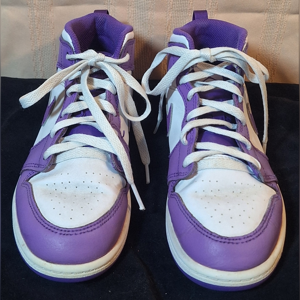 AIR JORDAN by NIKE Youth Purple and White Sneakers